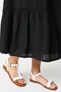 Хорошо для подошвы: сандалии на плоской подошве Mollie Twist с Т-образной перемычкой Dorothy Perkins, белый