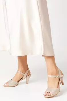Хорошо для подошвы: широкие босоножки на каблуке Trish с открытым носком Dorothy Perkins, бежевый
