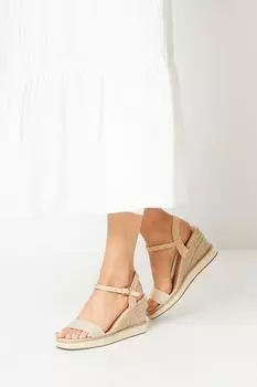 Хорошо для подошвы: текстильные эспадрильи Astley Comfort на высокой танкетке Dorothy Perkins, бежевый