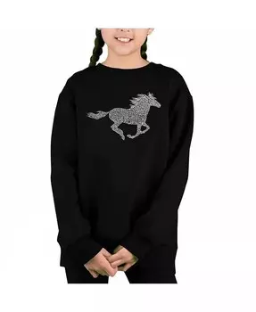 Horse Breeds — толстовка с круглым вырезом Big Girl's Word Art La Pop Art, синий