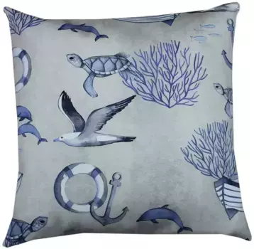 HOSSNER - HOMECOLLECTION Чехол на подушку "Черепаха", (1 шт.) 50х50 см, серый/синий/белый