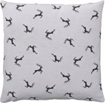 HOSSNER - HOMECOLLECTION Чехол на подушку "Прыгающий олень, новогоднее украшение", (1 шт.) 50х50 см, бежевый/серый