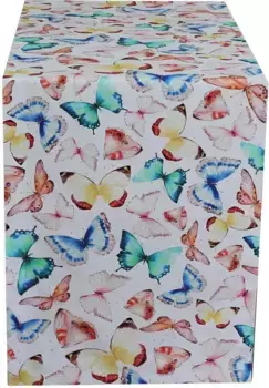 HOSSNER - HOMECOLLECTION дорожка для стола "32438 Farfalle", (1 шт.) 50х150 см, кремовый/красочный