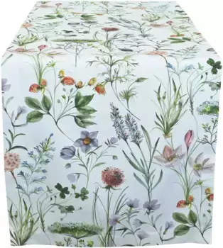 HOSSNER - HOMECOLLECTION дорожка для стола "32660 Mirabell", (1 шт.) 50х150 см, белый/зеленый/красный/розовый/сиреневый/желтый