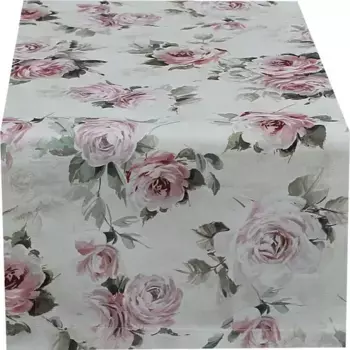 HOSSNER - HOMECOLLECTION дорожка для стола "Derry", (1 шт.) 40х100 см, белый/бежевый/розовый/зеленый