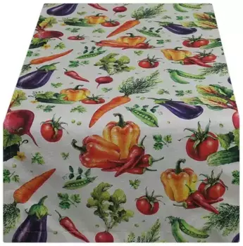 HOSSNER - HOMECOLLECTION дорожка для стола "Garden Fruits", (1 шт.) 50х150 см, белый/оранжевый/фиолетовый/зеленый/красный