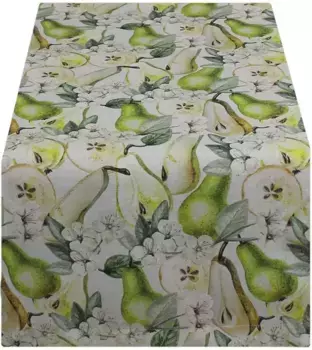 HOSSNER - HOMECOLLECTION дорожка для стола "Груша", (1 шт.) 50х150 см, белый/зеленый/светло-желтый