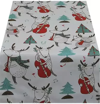 HOSSNER - HOMECOLLECTION дорожка для стола "Happy Music, рождественское украшение, зимнее время", (1 шт.), с рождественским мотивом 50х150 см, белый