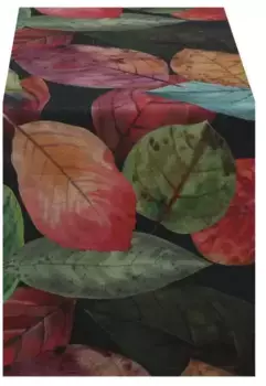 HOSSNER - HOMECOLLECTION дорожка для стола "парад листьев, осеннее украшение, осеннее время", (1 шт.), с осенним мотивом 40х140 см, черный/красный