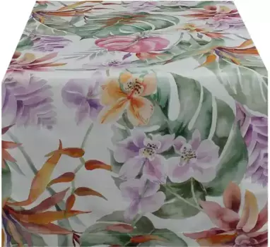 HOSSNER - HOMECOLLECTION дорожка для стола "Patricia", (1 шт.) 50х150 см, белый/зеленый/оранжевый/фиолетовый