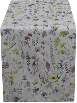 HOSSNER - HOMECOLLECTION дорожка для стола "Prado", (1 шт.), весеннее украшение, весна, цифровая печать 40х100 см, кремовый/фиолетовый/желтый