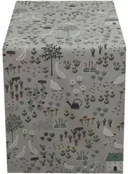 HOSSNER - HOMECOLLECTION дорожка для стола "Сад", (1 шт.), весеннее украшение, весна 40х100 см, кремовый/желтый/зеленый/красный