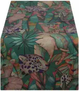 HOSSNER - HOMECOLLECTION дорожка для стола "Танзания", (1 шт.) 50х150 см, коричневый/зеленый/синий