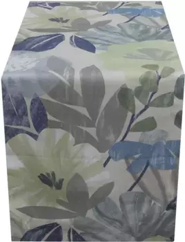 HOSSNER - HOMECOLLECTION дорожка для стола "Tizia, с цветочным мотивом", (1 шт.), весеннее украшение, весна 40х100 см, кремовый/зеленый/синий