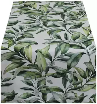 HOSSNER - HOMECOLLECTION дорожка для стола "Visco, осеннее украшение, осеннее время", (1 шт.), с осенним мотивом 40х100 см, белый/зеленый