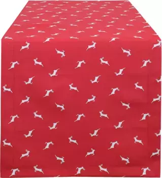 HOSSNER - HOMECOLLECTION Настольная дорожка "Прыгающий олень, Рождественское украшение, Рождество", (1 шт.), с мотивом оленя 40х100 см, бордо/бежевый