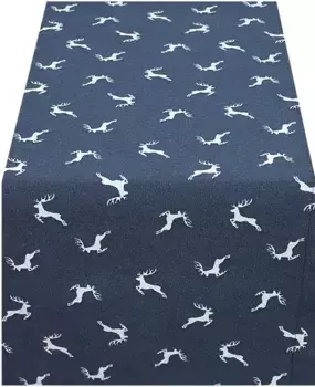 HOSSNER - HOMECOLLECTION Настольная дорожка "Прыгающий олень, Рождественское украшение, Рождество", (1 шт.), с мотивом оленя 50х150 см, синий/бежевый