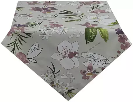 HOSSNER - HOMECOLLECTION среднее одеяло "Роксана, с цветочным мотивом", (1 шт.), весеннее украшение, весна 110х110 см, кремовый/белый/зеленый/фиолетовый