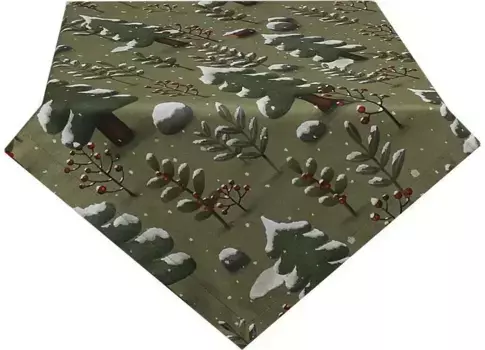 HOSSNER - HOMECOLLECTION среднее одеяло "Снежный лес, Рождественское украшение, зима", (1 шт.), с рождественским мотивом 85х85 см, зеленый/белый