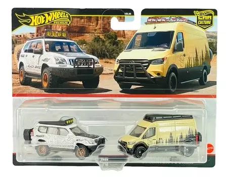Hot Wheels Premium Mercedes-Benz Sprinter + '05 Toyota Land Cruiser Hrr76