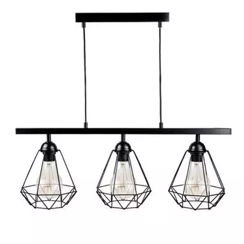 HowHomely Подвесной светильник тройной металлический провод 68x20x85 см черный Лофт