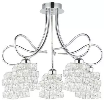 HowHomely Потолочный светильник Crystal пятикратный серебристый 55х48 см стекло хромированная сталь