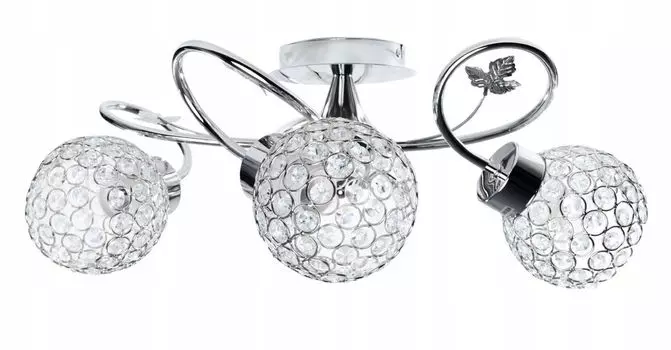 HowHomely Потолочный светильник Crystal тройной серебристый 55x30 см стекло хромированная сталь