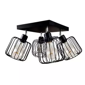 HowHomely Потолочный светильник Rullo Quattro 35x25x25 см Лофт черный металл