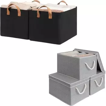 Хранение Контейнеры для хранения Works, тканевые контейнеры для полок, большие корзины для хранения Контейнеры для хранения объемом 32 л с крышками, декоративные коробки для хранения StorageWorks