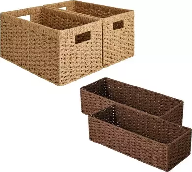 Хранение Круглые корзины для хранения из бумажной веревки для работ StorageWorks