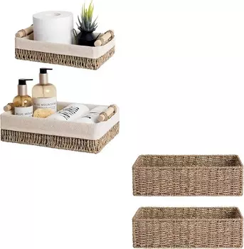 Хранение Небольшие тканые корзины Works из морских водорослей для хранения полотенец и туалетных принадлежностей StorageWorks