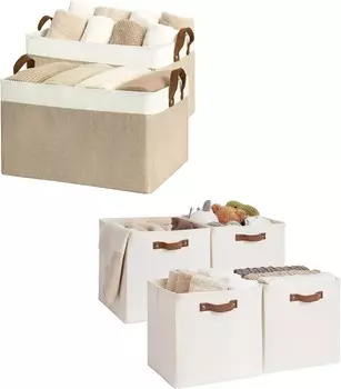 Хранение Очень большие тканевые контейнеры для хранения работ объемом 45 л и тканевый ящик для хранения с ручками из полиуретана StorageWorks