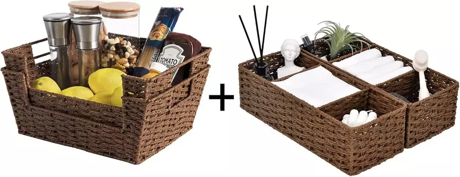 Хранение Работы Круглые корзины для хранения из бумажной веревки ручной работы StorageWorks