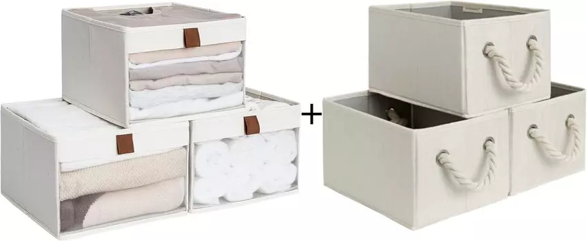 Хранение Шкаф Works Контейнеры для хранения с прозрачным окном (3 шт.), корзины для хранения вещей для организации вещей, складные корзины для хранения на полках (3 шт.) StorageWorks