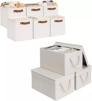 Хранение Works 10,75x10,75 Кубики для хранения, складные контейнеры для хранения, органайзер для шкафа, тканевый ящик для хранения Контейнеры для хранения 32 л с крышками, декоративные ящики для хранения StorageWorks