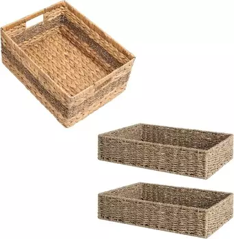 Хранение Works Джамбо-прямоугольная плетеная корзина, корзины с водорослями для полок StorageWorks