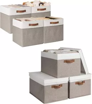 Хранение Works Кубики для хранения 13x13, складные контейнеры для хранения, органайзер для шкафа, тканевый ящик для хранения, многофункциональные контейнеры для хранения с крышками, складная корзина для хранения в шкафу StorageWorks
