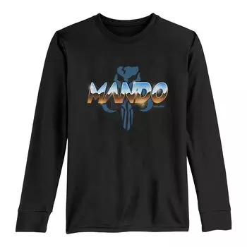 Хромированная футболка с длинными рукавами и графическим логотипом Mando для мальчиков 8–20 лет Licensed Character