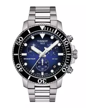 Хронограф Tissot Seastar 1000 с синим циферблатом, 45,5 мм