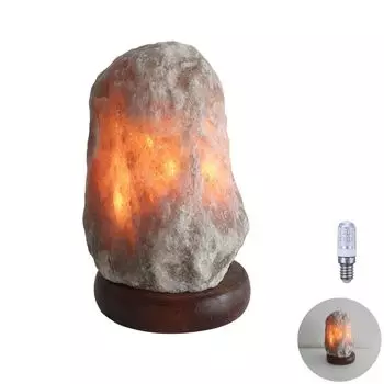 Хрустальная лампа из соляного камня, соляная лампа, хрустальная лампа, вкл. лампочку, соляная хрустальная лампа, освещение для сауны, 20 см, прибл. Lichthandel Hoch, серый