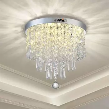 Хрустальная люстра Dopwii, хрустальный потолочный светильник для прихожей, гостиной, спальни, столовой, высота 24 см, круглая