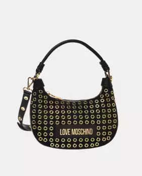 Хрустальная сумка цвета фуксии со съемной ручкой Love Moschino, черный