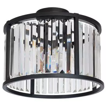 Хрустальный потолочный светильник круглый 40 см. Высота: 32 см для 3 декоративных потолочных светильников E27. Освещение гостиной, кухни, коридора. Licht-Erlebnisse, черный