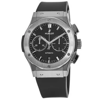 Hublot Classic Fusion Chronograph 45 мм черный циферблат титановый корпус каучуковый ремешок мужские часы 521.NX.1171.RX