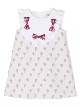 Hucklebones London платье с принтом и объемным воротником, белый