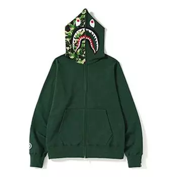 Худи A Bathing Ape Shark Camo Full Zip Hoodie 'Forest Green'