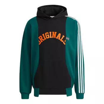 Худи Adidas originals Alphabet Printing Colorblock Black HC0375, черный/зеленый