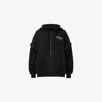 Худи Allsaints Omnium Amphia из хлопкового джерси оверсайз, черный