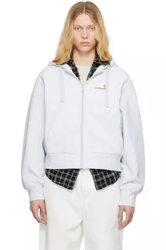 Худи American script Carhartt Work In Progress, цвет ash heather