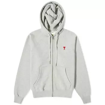 Худи Ami Paris Small A Heart Zip Hoodie, цвет Heather Ash Grey